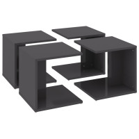 Produktbild för Soffbord 4 st grå högglans 33x33x33 cm konstruerat trä