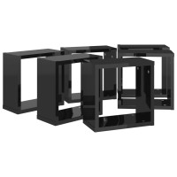 Miniatyr av produktbild för Vägghylla kubformad 6 st svart högglans 30x15x30 cm