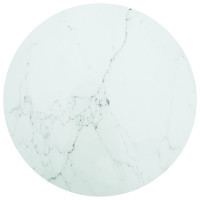 Miniatyr av produktbild för Bordsskiva vit Ø80x1 cm härdat glas med marmortextur
