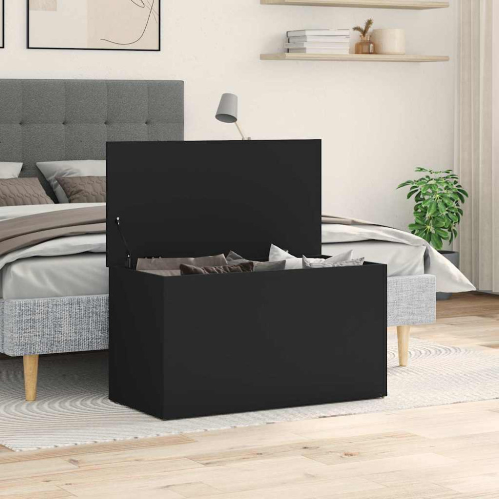 Produktbild för Förvaringskista svart 84x42x46 cm konstruerat trä