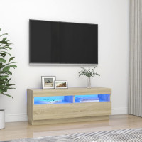 Miniatyr av produktbild för TV-bänk med LED-belysning sonoma-ek 100x35x40 cm