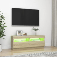 Miniatyr av produktbild för TV-bänk med LED-belysning sonoma-ek 100x35x40 cm