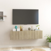 Miniatyr av produktbild för Hängande TV-skåp 2 st sonoma-ek 60x30x30 cm