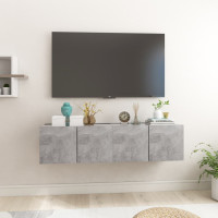 Miniatyr av produktbild för Hängande TV-skåp 2 st betonggrå 60x30x30 cm