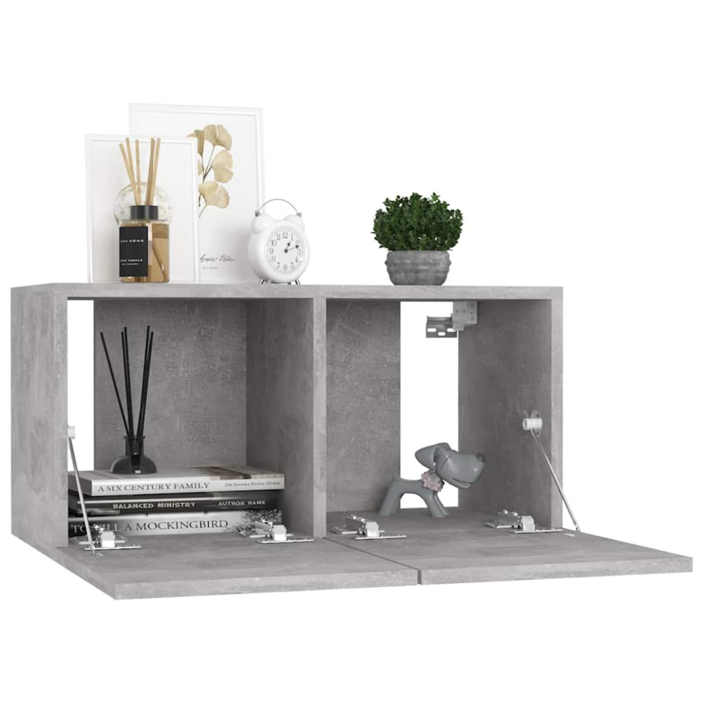 Produktbild för Hängande TV-skåp 2 st betonggrå 60x30x30 cm