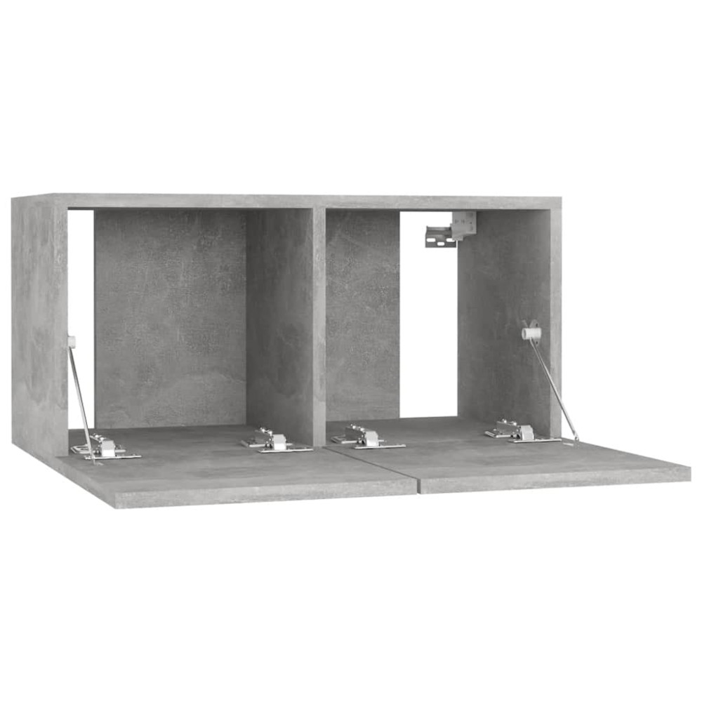 Produktbild för Hängande TV-skåp 2 st betonggrå 60x30x30 cm