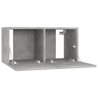 Produktbild för Hängande TV-skåp 2 st betonggrå 60x30x30 cm