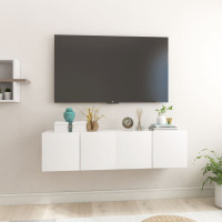 Miniatyr av produktbild för Väggmonterade TV-skåp 2 st vit högglans 60x30x30 cm