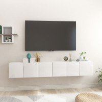 Produktbild för Väggmonterade TV-skåp 3 st vit högglans 60x30x30 cm