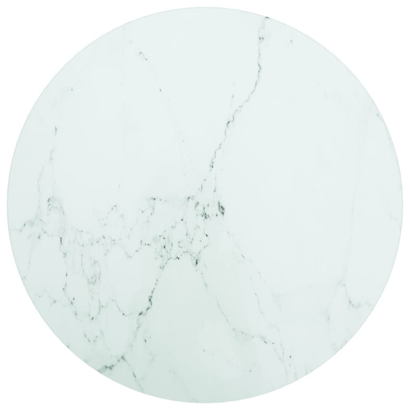 Produktbild för Bordsskiva vit Ø40x0,8 cm härdat glas med marmortextur