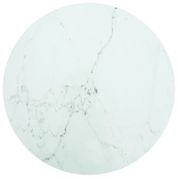 Miniatyr av produktbild för Bordsskiva vit Ø70x0,8 cm härdat glas med marmortextur