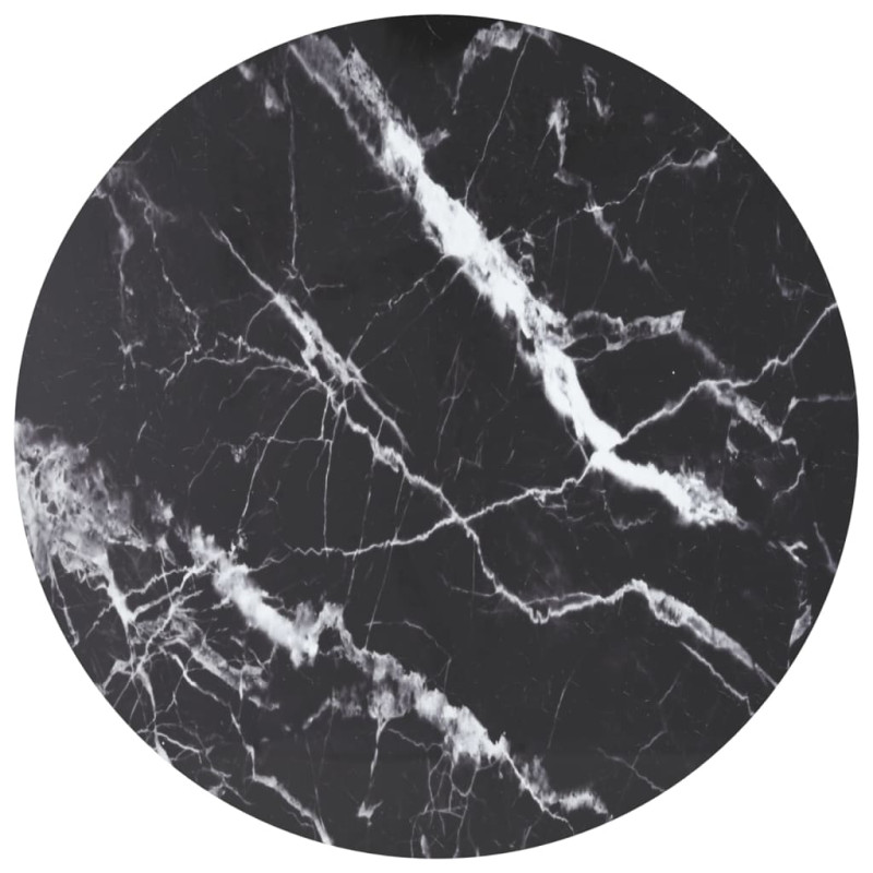 Produktbild för Bordsskiva svart Ø80x1 cm härdat glas med marmortextur