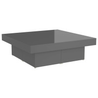 Miniatyr av produktbild för Soffbord grå högglans 90x90x28 cm spånskiva
