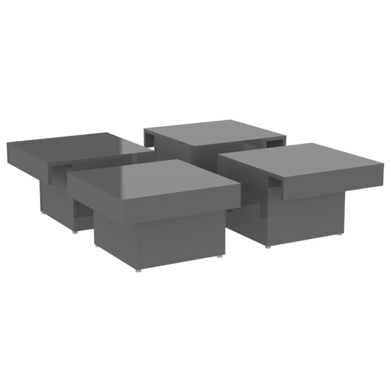 Produktbild för Soffbord grå högglans 90x90x28 cm spånskiva