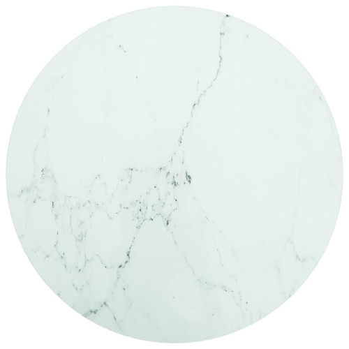vidaXL Bordsskiva vit Ø60x0,8 cm härdat glas med marmortextur