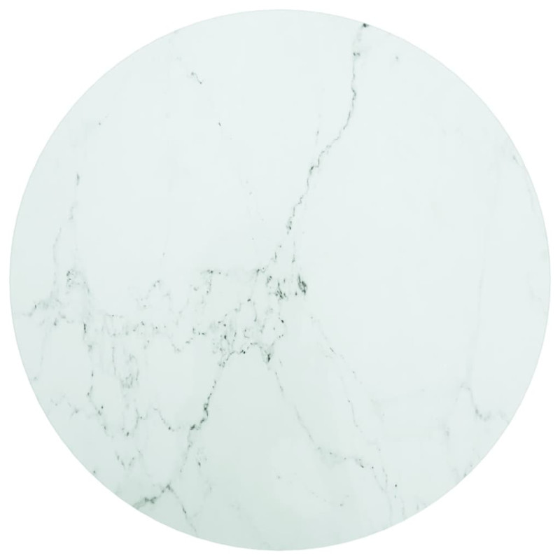 Produktbild för Bordsskiva vit Ø60x0,8 cm härdat glas med marmortextur