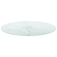 Miniatyr av produktbild för Bordsskiva vit Ø60x0,8 cm härdat glas med marmortextur