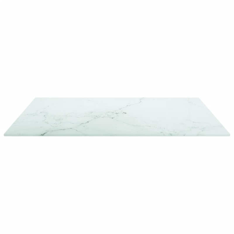 Produktbild för Bordsskiva vit 60x60 cm 6 mm härdat glas med marmortextur
