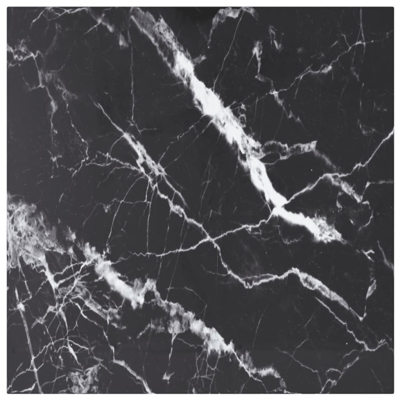 Produktbild för Bordsskiva svart 60x60 cm 6 mm härdat glas med marmortextur