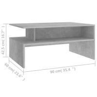 Miniatyr av produktbild för Soffbord betonggrå 90x60x42,5 cm konstruerat trä
