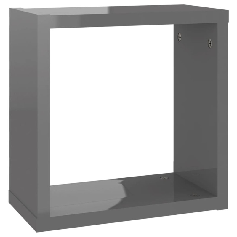 Produktbild för Vägghylla kubformad 6 st grå högglans 30x15x30 cm