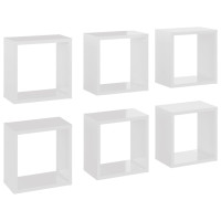 Miniatyr av produktbild för Vägghylla kubformad 6 st vit högglans 26x15x26 cm