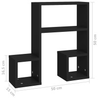 Miniatyr av produktbild för Vägghyllor 2 st svart 50x15x50 cm konstruerat trä