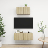 Produktbild för TV-skåp 2 delar sonoma-ek konstruerat trä