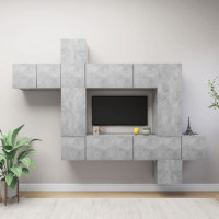 Produktbild för Tv-skåp 10 delar betonggrå konstruerat trä