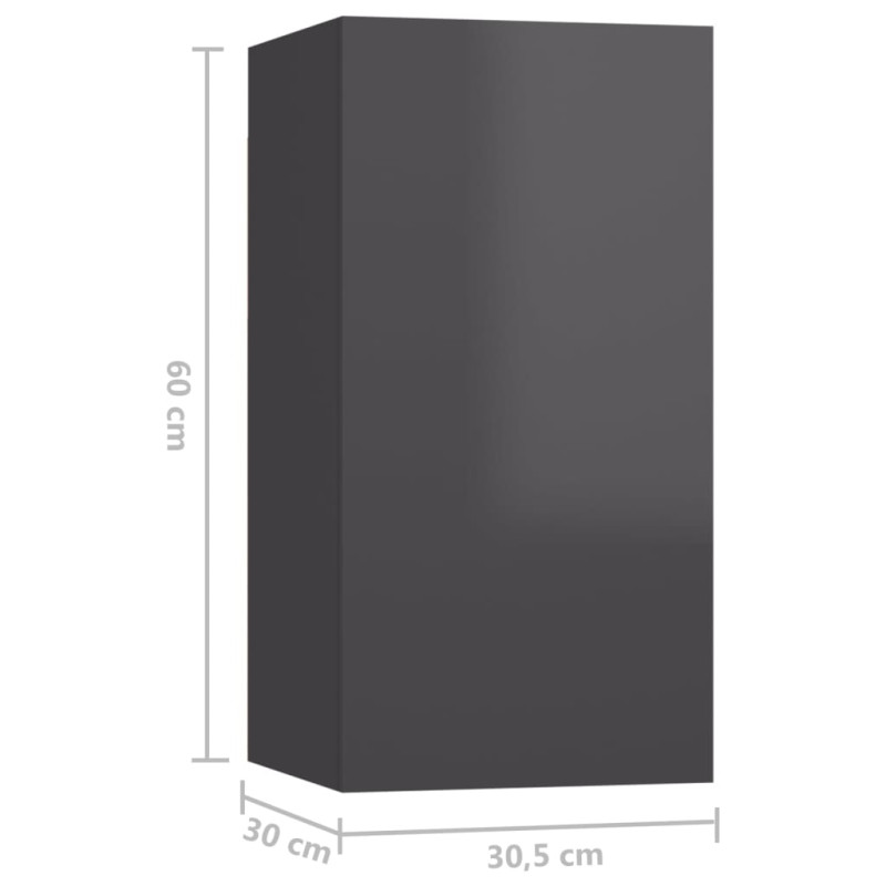 Produktbild för TV-skåp 5 delar grå högglans spånskiva