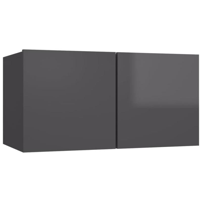 Produktbild för TV-skåp 4 delar grå högglans spånskiva