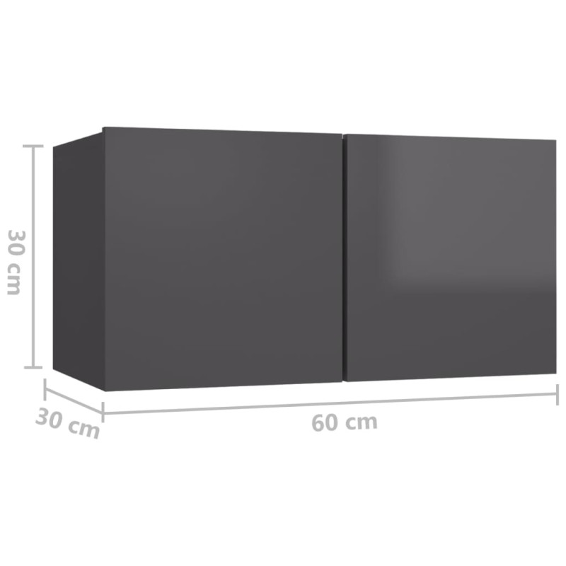 Produktbild för TV-skåp 4 delar grå högglans spånskiva