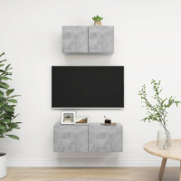 Miniatyr av produktbild för TV-skåp 2 delar betonggrå konstruerat trä