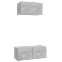 Miniatyr av produktbild för TV-skåp 2 delar betonggrå konstruerat trä