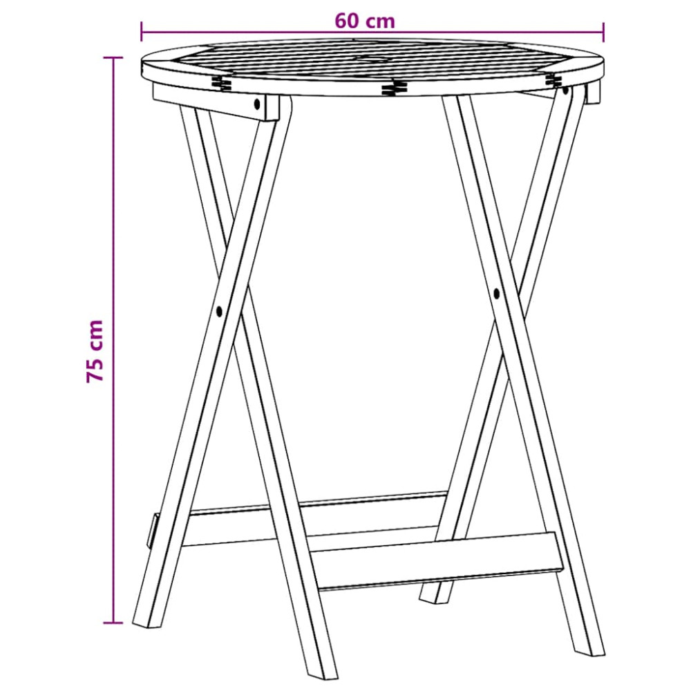Produktbild för Hopfällbart trädgårdsbord Ø60x75 cm massivt eukalyptusträ