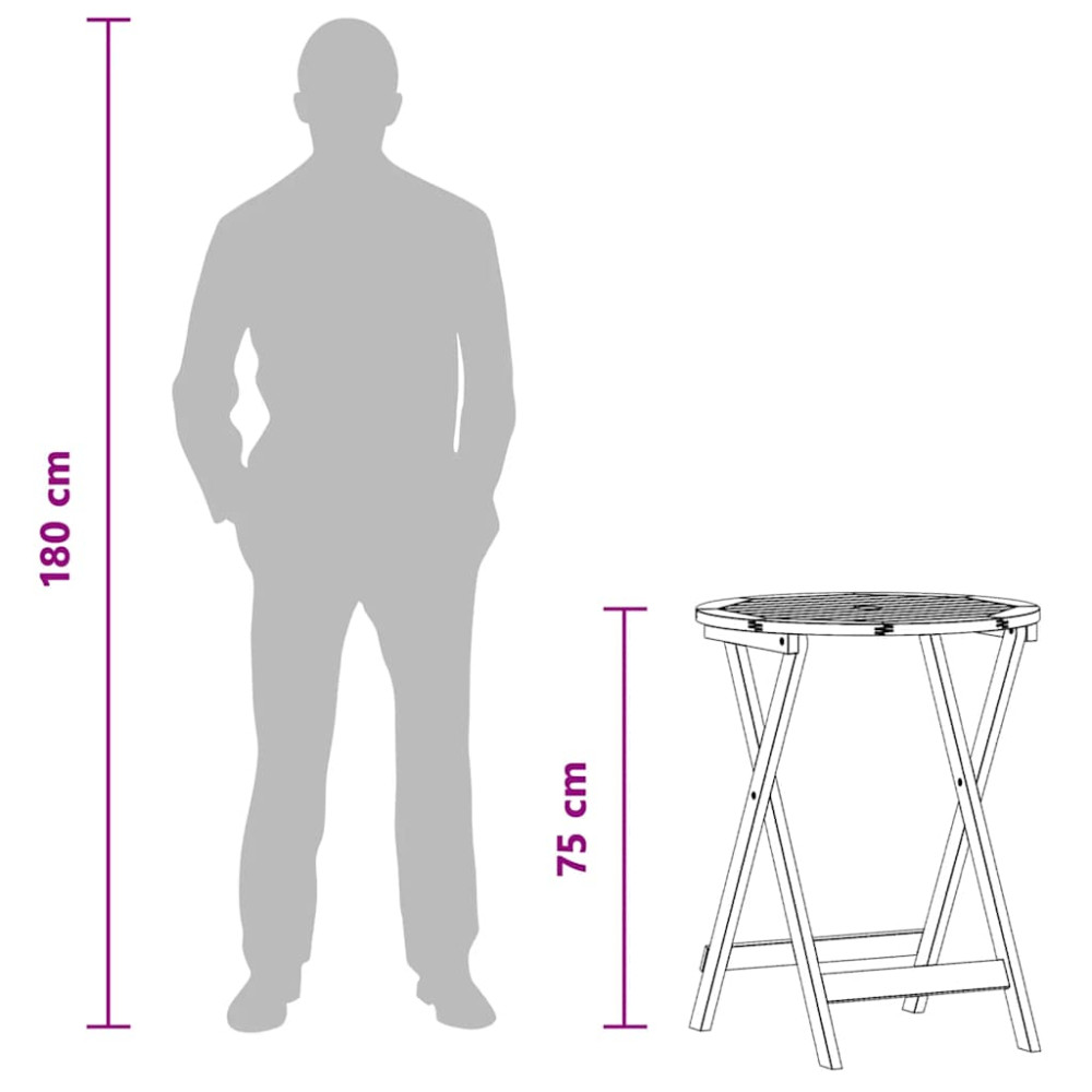 Produktbild för Hopfällbart trädgårdsbord Ø60x75 cm massivt eukalyptusträ