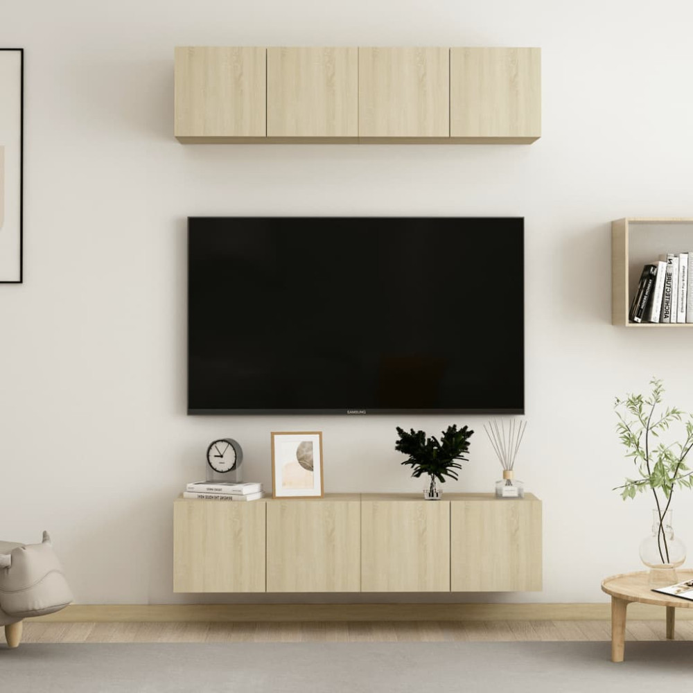 Produktbild för TV-skåp 4 st sonoma-ek 60x30x30 cm konstruerat trä