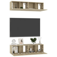 Produktbild för TV-skåp 4 st sonoma-ek 60x30x30 cm konstruerat trä