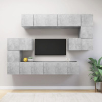 Produktbild för TV-skåp 10 delar betonggrå konstruerat trä