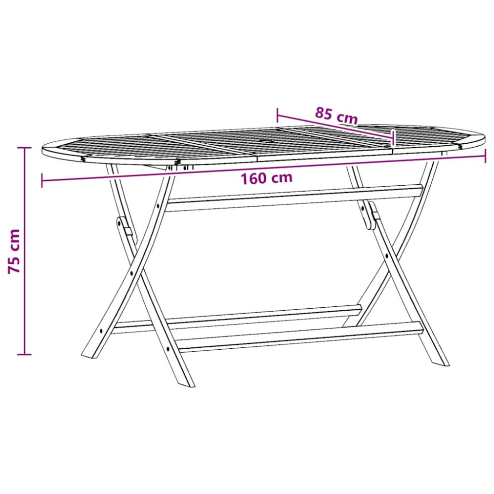 Produktbild för Hopfällbart trädgårdsbord 160x85x75 cm massivt eukalyptusträ