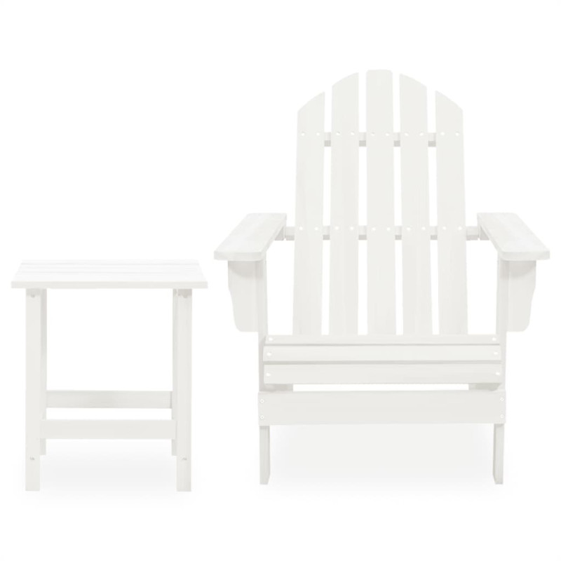 Produktbild för Adirondackstol med bord massivt granträ vit