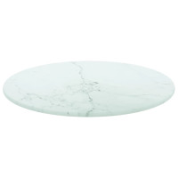 Miniatyr av produktbild för Bordsskiva vit Ø30x0,8 cm härdat glas med marmortextur