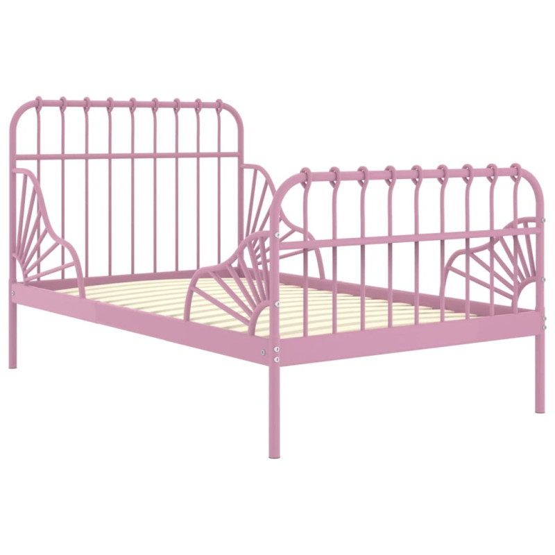 Produktbild för Utdragbar sängram rosa metall 80x130/200 cm