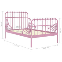 Produktbild för Utdragbar sängram rosa metall 80x130/200 cm