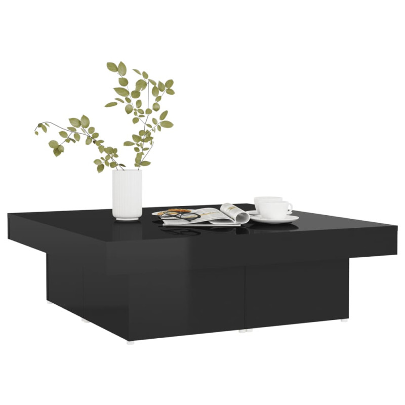 Produktbild för Soffbord svart högglans 90x90x28 cm konstruerat trä