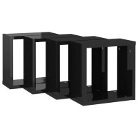 Produktbild för Vägghylla kubformad 4 st svart högglans 30x15x30 cm