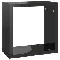 Produktbild för Vägghylla kubformad 4 st svart högglans 30x15x30 cm