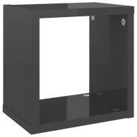 Produktbild för Vägghylla kubformad 4 st grå högglans 22x15x22 cm