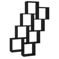 Miniatyr av produktbild för Vägghylla kubformad svart 90x15x119 cm konstruerat trä