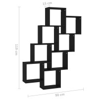 Miniatyr av produktbild för Vägghylla kubformad svart 90x15x119 cm konstruerat trä